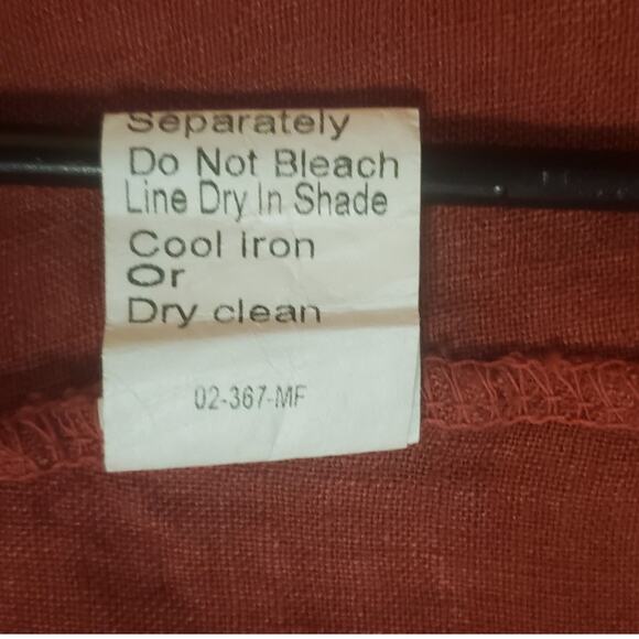 Lungo L’Arno Vintage Italian Linen Tunic 3X – Terracotta Boho Crochet Hem Top - Picture 9 of 9